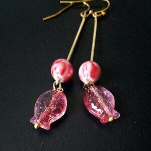 Unique + OOAK Red Fish Fishing Mermaid Dangle Earrings - Boho & Beach Ready!